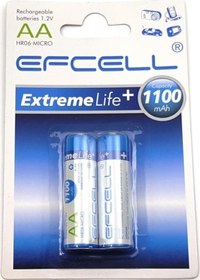 Resim Efcell HR-1100 1100 mAh 1.2 V AA Ni-MH Şarj Edilebilir Kalem Pil 2'li 