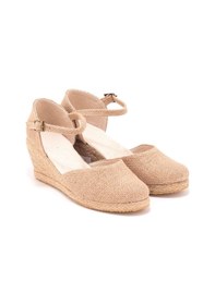 Resim Star Tombis Gerçek Elişi Bilekten Bantlı Topuğu Açık Keten Espadril Dolgu Topuk Handmade Çok Renkli 