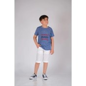 Resim Taygoo Pamuklu Çizgili Tişört Mavi Punky Animals 2022-B-0005 