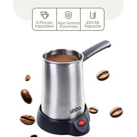 Resim Çelik Elektrikli Cezve Türk Kahve Makinesi - 6fincan 400ml Çift Y 