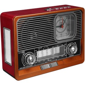 Resim Mikado Dekoratif Ahşap Bluetooth Destekli Klasik Radyo 