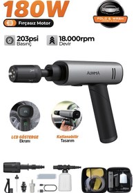 Resim Auhma Acr-09 180w Fırçasız Şarjlı Basınçlı Yıkama Makinesi Katlanabilir Kablosuz Oto Yıkama Tabanc Gri 