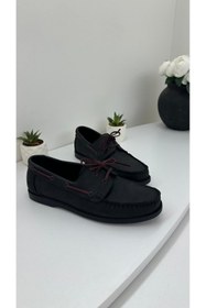 Resim VİVENS MODA Erkek Bağcık Detaylı Hakiki Deri Loafer Ayakkabı | Siyah 