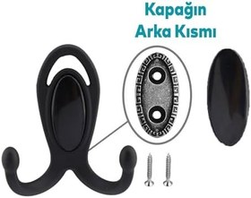 Resim Badem10 Metax Uzay Askı Vestiyer Duvar Askısı Metal Dolap Elbise Askılığı Mat Siyah Siyah Kapak 