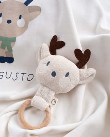 Resim Ahşap Saplı Diş Kaşıyıcı ve Krem Çıngırak Geyik - Krem / One Size 