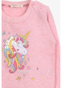 Resim Breeze Kız Çocuk Sweatshirt Baskılı Pullu Unicorn 2-6 Yaş, Somon Melanj-somon Melanj Somon Melanj 