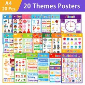 Resim Baskı Boyama, 20 Tema Eğitici Poster Küçük Çocuklar İçin - Alfabe, Sayılar, Şekiller, Hava Durumu, Hafta Günüleri, Renkler ve Daha Fazlası İçin Lamineli Öğrenme Çizelgeleri - Okul Öncesi, Ev Okulu ve Anaokulu Sınıf Dekoru İçin Mükemmel, Oda Dekoru İçin Mükemmel 