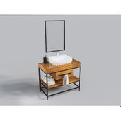 Resim Masif Ağaç Loft Banyo -Lavabo Dolabı 