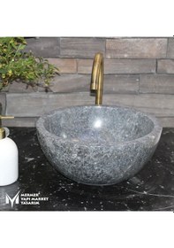 Resim Gri Mermer Mini Çanak Lavabo 