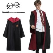 Resim Harry Potter Gryffindor Kapşonlu Çocuk Kostüm Seti 9-10 Yaş 