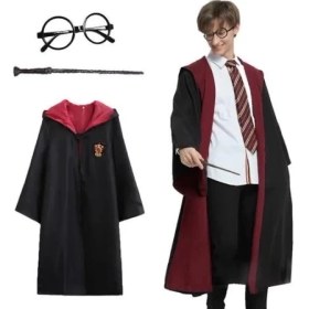 Resim Harry Potter Gryffindor Kapşonlu Çocuk Kostüm Seti 9-10 Yaş 