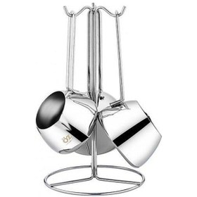 Resim Özlife Hüma Askılı Cezve Takımı - 4 Lü Çelik Cezve Seti 