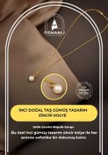 Resim OSMANLI DOĞAL TAŞ Inci Doğal Taş Gümüş Tasarım Zincir Kolye - 50cm 