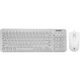 Resim Everest KM-01K Beyaz Usb Yuvarlak Tuşlu 3D Mouse Combo LC Layout 