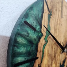 Resim Yeşil Orman Zaman Tutucusu | Birinci Sınıf El Yapımı Duvar Saatleri - 50 cm 