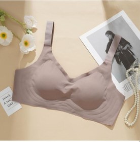 Resim Hafif Dikişsiz Hiç Yok Hissi Veren Lazer Kesim İz Yapmaz Günlük Yoga Spor Da Estetik Zarif Sütyen Gri 