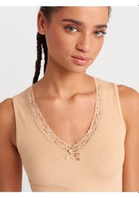 Resim Dilvin 31778 Dantel Detaylı Top-bej Bej 