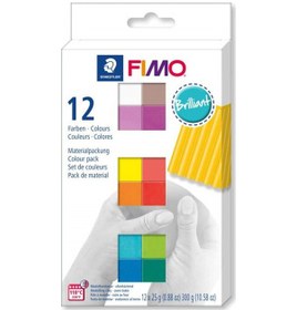 Resim Fimo Soft Polimer Kil Seti 25 gr x 12 Renk Brilliant (Canlı) Renk 