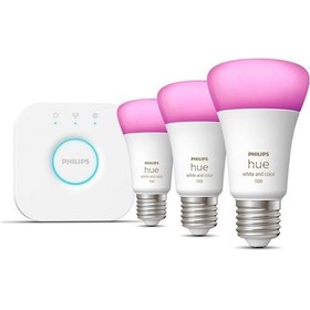 Resim Philips Hue Wca 9w E27 Renkli Akıllı Ampul 3'lü Başlangıç Seti, H Çok Renkli 