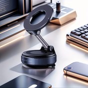 Resim 1 Adet Telefon Tutucu Mekanik Vantuz Kupa 360° Dönebilen Güçlü Manyetik Montaj Üniversal Stand, Tüm iPhone ve Android Telefonlarla Uyumlu, Araba/Spor Salonu/Ayna/Düz Yüzeyler için Uygun, Mıknatıslı Halka Dahil Yükseltilmiş Alüminyum Alaşım, Vakum Emiş Kupası ile 360° Dönüşümlü - Gösterge Paneli, Banyo Fayansları ve Cam Yüzeyler İçin Mükemmel 