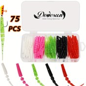 Resim Dovesun 75 Adet Buz Balıkçılığı Yumuşak Plastik Yemler Crappie Walleye Bass Alabalık için Yapay Yemler ve takım kutusu 