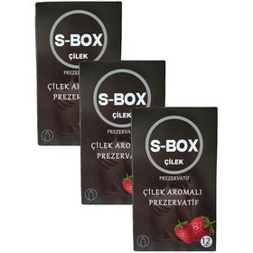 Resim S-Box Çilek Çilek Aromalı Prezervatif 12'li x 3 