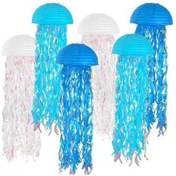 Resim Ulzyvf Renkli Denizanası Fener - 6 Adet Mavi-beyaz Parti Deko, Mavi - Beyaz 