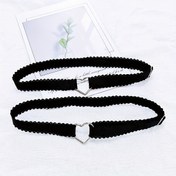 Resim 2 Adet Ayarlanabilir Yüksek Esneklikli Kalp Süslemeli Bacak Bandı - Siyah Dantel Esnek Fitness Bacak Kelepçesi, Kadınlar için Şık Spor ve Günlük Aksesuar, Minimalist Tarz, Nefes Alabilen Kumaş, Moda Bacak Aksesuarı 