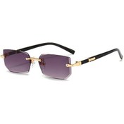 Resim Rmm Çerçevesiz Dikdörtgen Güneş Gözlüğü Moda Kadın Erkek Shades Yaz Seyahat Oculoswhıteblack51 Gri 