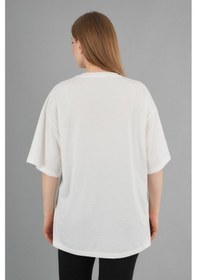 Resim Alexandergardi Geniş Kalıp Bisiklet Yaka Baskılı Kısa Kollu T-shirt Beyaz 
