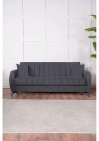 Resim Linda Üç Kişilik Kanepe Yüksek Ayaklı Gri Antrasit 