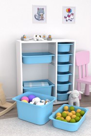 Resim Pratico Zen 10 Sepetli Çok Amaçlı Oyuncak Dolabı Mavi 2d2k6u 