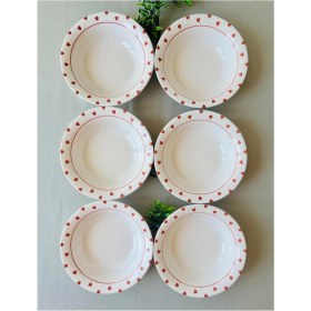 Resim Kırmızı Kalp Model 6 Adet Modern Çorba Kasesi 