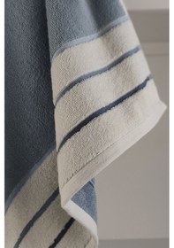 Resim İndigo Mavi Çizgili El/yüz Havlusu - Ipliği Boyalı Yüz Havlusu 