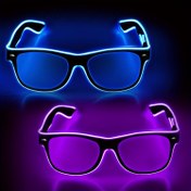 Resim Partiler, Cadılar Bayramı, Noel ve Etkinlikler için 1 adet LED Işıklı Gözlükler - Neon Mavi & Mor Parlama, Plastik Çerçeve, AA Pil ile Çalışır (Piller Dahil Değildir), Etkinlik Aydınlatması | Eğlenceli Parti Gözlükleri | En İyi Noel İçin LED Aydınlatmalı Gözlükler 