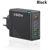 Resim 160w Çok Bağlantı Noktalı Usb Şarj Aleti Hızlı Şarj Tipi C Telefon Şarj Eu Black 1 Adeat 