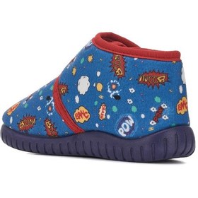 Resim Günlük Unisex Çocuk Panduf Ev Ayakkabısı Esnek Kaymaz Taban Cırtlı Kreş Anaokulu Ayakkabı 263 Lacivert - Kırmızı 