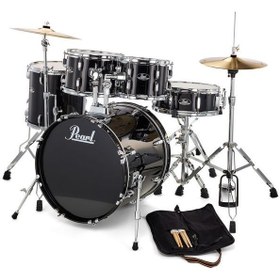 Resim Pearl RS505C/C31 - Roadshow Jet Black 5 Parça (20B/10T/12T/14F/14S) Aksamlı & Zilli Akustik Davul Seti 