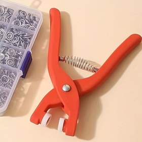 Resim 200 Adet Düğme Seti, El Baskılı Pense - Giysi, Şapka ve Çantalar için Dayanıklı Paslanmaz Çelik Bağlantı Elemanları - Montaj Aletleri Dahil | Hızlı Açılır Düğmeler | Sağlam Konnektörler 