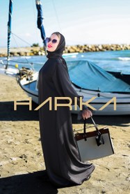 Resim Siyah balon kolları tul detayli Ferace - M 