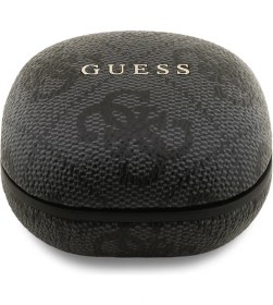 Resim Guess Lisanslı Pu 4g Desenli Klasik Metal Yazı Logolu Tws Kulak Içi Bluetooth Kulaklık Siyah 