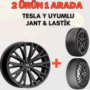 Resim Tesla Model Y Uyumlu Momo 255/45R19 Kış Lastiği 4 Adet YILI:2025 + DY1289 19" Jant 4 Adet 