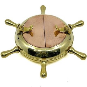 Resim Denizci Temalı Pirinç Küllük - Gemi Dümeni 