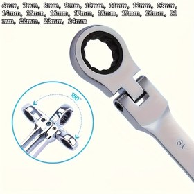 Resim 1 adet krom-vanadyum çelik hareketli başlı mandren anahtarı, çoklu boyut seçenekleri, otomotiv bakım aleti, çift amaçlı manuel anahtar 