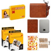 Resim Kodak Mini 3 Retro - Taşınabilir Fotoğraf Yazıcısı( Kare 8x8cm Baskı - Sarı ) BUNDLE 