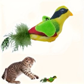 Resim Etkileşimli Simülasyon Kuş Şekilli Kedi Oyuncağı Mekanik Gürültü Özelliği ile - Yapay Tüyler Av İnsiyallerini Canlandırır, Tüm Irklar İçin Uygun, Kapalı Güç Kaynağı Olmadan Kedi Oyuncağı, Kedi Oyuncakları, Pil Olmadan 