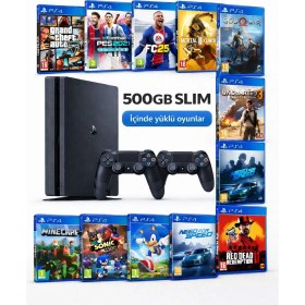 Resim Sony Playstation 4 Slim 500GB 2 Kol +Hdmı + Güç Kblosu 10 Oyun Yüklü 