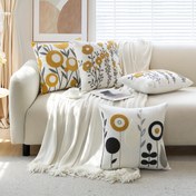 Resim 1 Adet, Boho Çiçekli Nakışlı Dekoratif Atmak Yastık Kılıfı, Nakışlı Yastık Kılıfı, Kırsal Tarzı Yastık Kılıfı, Koltuk Yatak Odası Dekoru İçin, Rahat Modern Ev Dekorasyonu Yastık Kılıfı, Yastık İçi Olmadan, 45.72x45.72 Cm 