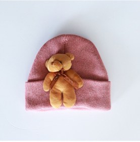 Resim Bidigago Peluş Ayıcıklı Renkli Çocuk Bere Pembe 