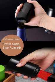 Resim Otomatik & Pratik Şişe Açma Bas Çek Şişe Soda Gazoz Kapağı Açacağı Tirbuşon 